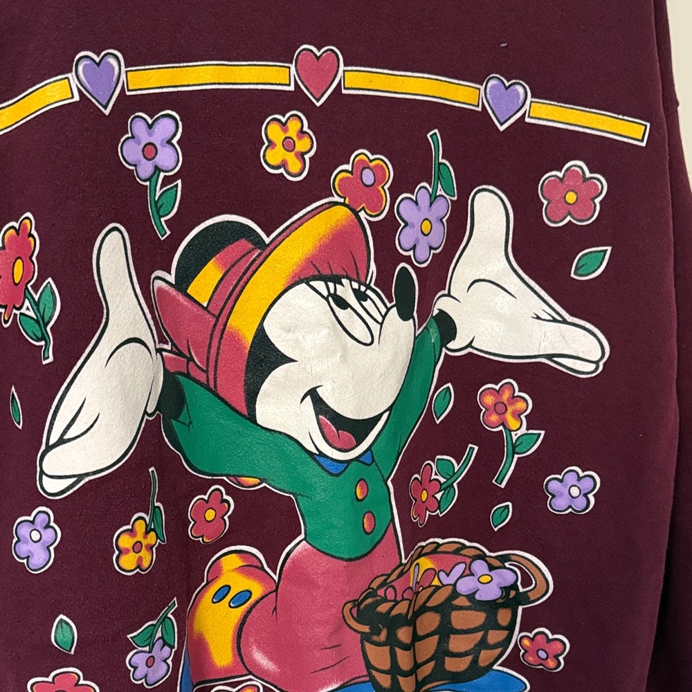 Vintage Minnie Mouse Burgundy Sweatshirt - Picture 3 of 4